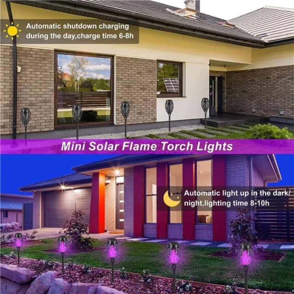 Solar Lights Outdoor Waterproof, 10 Pack with Flickering Flame